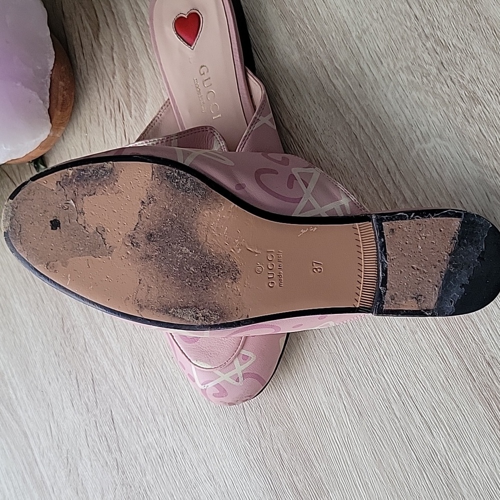 Gucci Pink Printed Ghost Princetown Horsebit Loafer Slides - Picture 7 of 9
